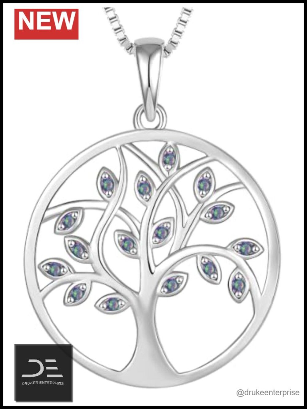 925 Sterling Silver Tree of Life Necklace Pendant Birthstone Jewelry Mom Gift